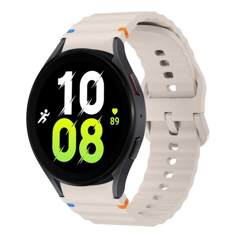 波浪紋縫線矽膠錶帶，適用於 Samsung Galaxy Watch 7 40 / 44mm、Samsung Galaxy Watch 6 Classic、Samsung Galaxy Watch 6 40 / 44mm、Samsung Galaxy Watch 5 40 / 44mm