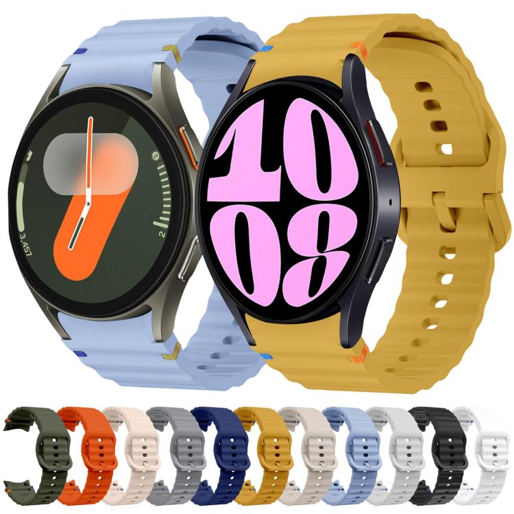 波浪紋縫線矽膠錶帶，適用於 Samsung Galaxy Watch 7 40 / 44mm、Samsung Galaxy Watch 6 Classic、Samsung Galaxy Watch 6 40 / 44mm、Samsung Galaxy Watch 5 40 / 44mm
