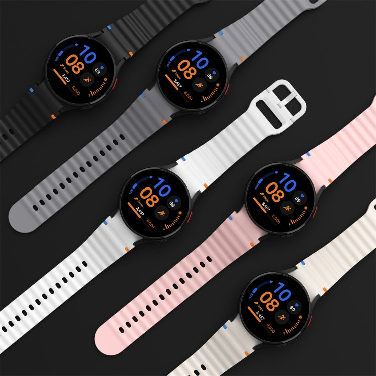 波浪紋縫線矽膠錶帶，適用於 Samsung Galaxy Watch 7 40 / 44mm、Samsung Galaxy Watch 6 Classic、Samsung Galaxy Watch 6 40 / 44mm、Samsung Galaxy Watch 5 40 / 44mm