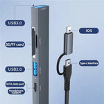 ADS-805 8 針 + Type-C 至 USB-C 數據 + USB 2.0 / 3.0 + SD / TF 卡讀器集線器擴充轉換器, ADS-805