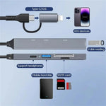ADS-805 8 針 + Type-C 至 USB-C 數據 + USB 2.0 / 3.0 + SD / TF 卡讀器集線器擴充轉換器, ADS-805
