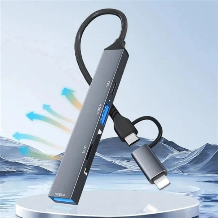 ADS-805 8 針 + Type-C 至 USB-C 數據 + USB 2.0 / 3.0 + SD / TF 卡讀器集線器擴充轉換器, ADS-805