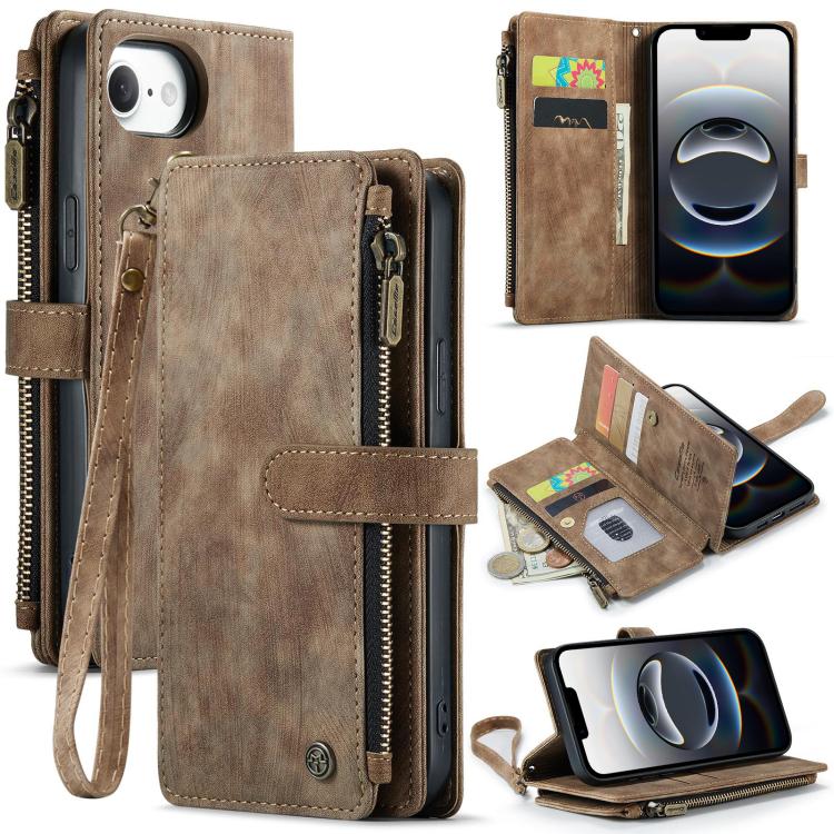 CaseMe C30 Card Slots Zipper Wallet Leather Phone Case, For iPhone 17e / 16e, For iPhone 17 Pro Max, For iPhone 17 Pro, For iPhone 17, For iPhone Air, For iPhone 16 Pro Max, For iPhone 16 Pro, For iPhone 16 Plus, For iPhone 16