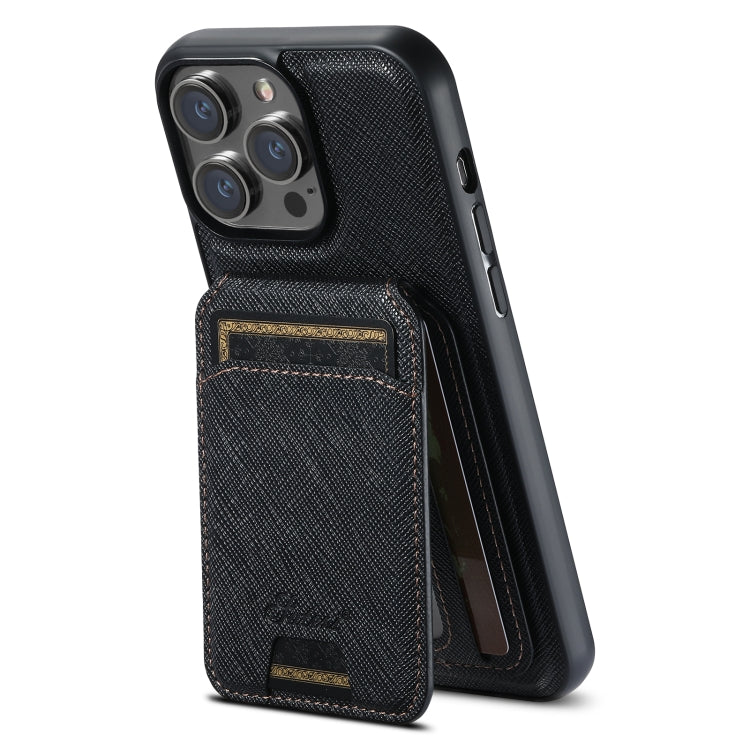 Suteni H18十字紋MagSafe錢包皮革手機殼，適用於iPhone 13 Pro Max、iPhone 13 Pro、iPhone 13、iPhone 12、iPhone 12 Pro Max、iPhone 12 Pro