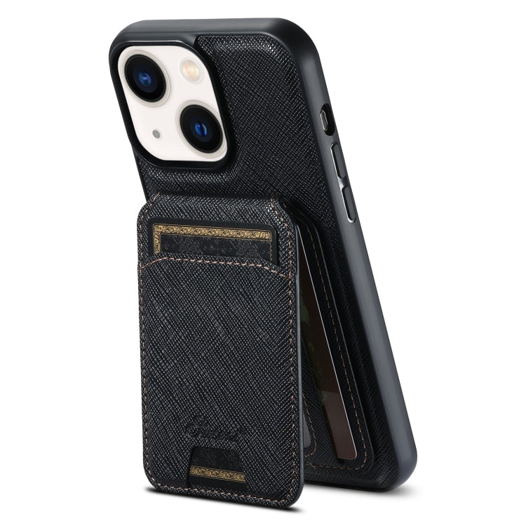 Suteni H18十字紋MagSafe錢包皮革手機殼，適用於iPhone 13 Pro Max、iPhone 13 Pro、iPhone 13、iPhone 12、iPhone 12 Pro Max、iPhone 12 Pro