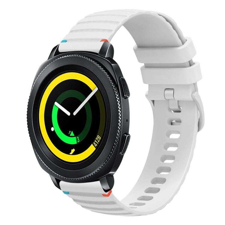 波浪點綴縫線 20mm 矽膠錶帶，適用於 Samsung Galaxy Gear Sport，適用於 Samsung Galaxy Watch Active 2，適用於 Samsung Galaxy Watch3 41mm，適用於 Samsung Galaxy Watch Active
