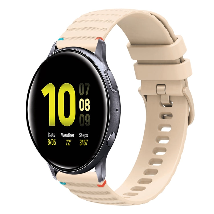 波浪點綴縫線 20mm 矽膠錶帶，適用於 Samsung Galaxy Gear Sport，適用於 Samsung Galaxy Watch Active 2，適用於 Samsung Galaxy Watch3 41mm，適用於 Samsung Galaxy Watch Active