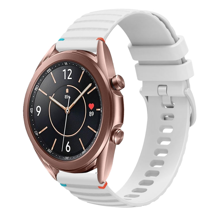 波浪點綴縫線 20mm 矽膠錶帶，適用於 Samsung Galaxy Gear Sport，適用於 Samsung Galaxy Watch Active 2，適用於 Samsung Galaxy Watch3 41mm，適用於 Samsung Galaxy Watch Active