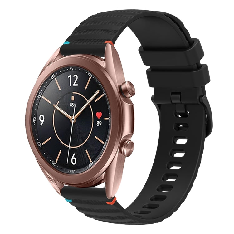 波浪點綴縫線 20mm 矽膠錶帶，適用於 Samsung Galaxy Gear Sport，適用於 Samsung Galaxy Watch Active 2，適用於 Samsung Galaxy Watch3 41mm，適用於 Samsung Galaxy Watch Active