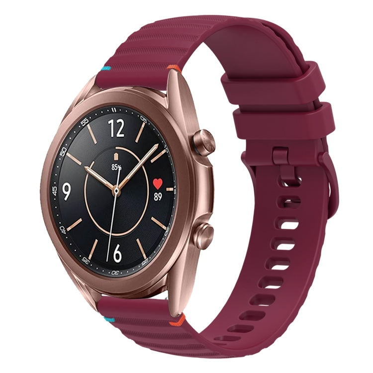波浪點綴縫線 20mm 矽膠錶帶，適用於 Samsung Galaxy Gear Sport，適用於 Samsung Galaxy Watch Active 2，適用於 Samsung Galaxy Watch3 41mm，適用於 Samsung Galaxy Watch Active