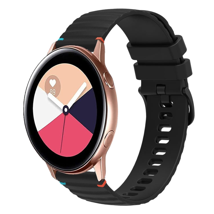 波浪點綴縫線 20mm 矽膠錶帶，適用於 Samsung Galaxy Gear Sport，適用於 Samsung Galaxy Watch Active 2，適用於 Samsung Galaxy Watch3 41mm，適用於 Samsung Galaxy Watch Active