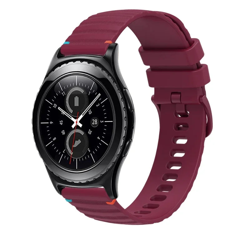 波浪點綴縫線 20mm 矽膠錶帶，適用於 Samsung Galaxy Watch 42mm，Samsung Gear S2 Classic