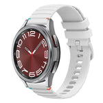 波浪點綴縫線20mm矽膠錶帶，適用於Samsung Galaxy Watch FE 40mm，Samsung Galaxy Watch 7 40 / 44mm，Samsung Galaxy Watch 6 Classic 43 / 47mm，Samsung Galaxy Watch 6 40 / 44mm