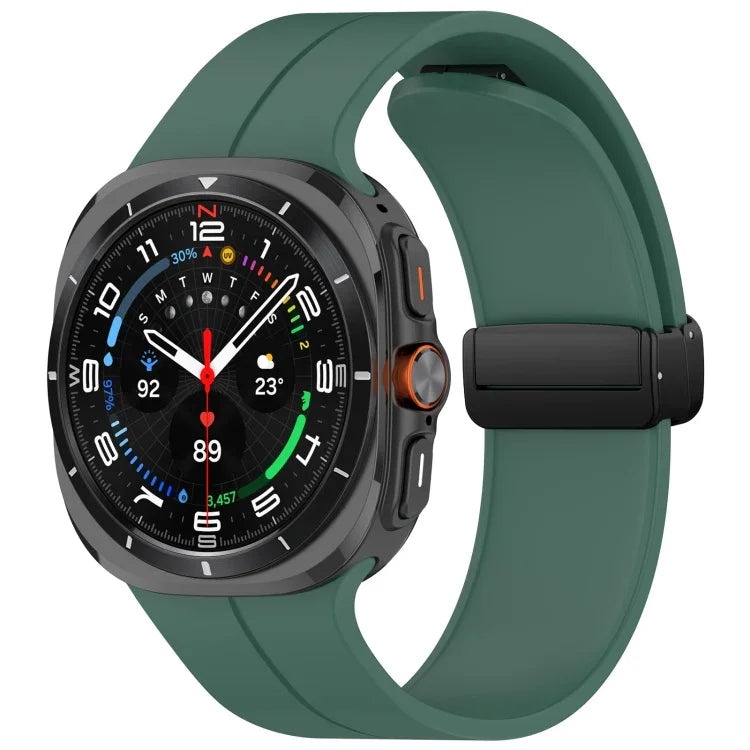適用於 Samsung Galaxy Watch Ultra 47mm 槽紋風格摺疊磁吸扣矽膠錶帶