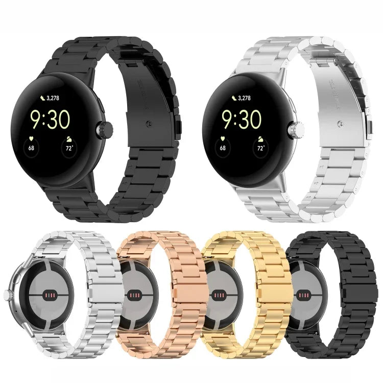 三珠不鏽鋼金屬錶帶，適用於 Google Pixel Watch 4 / Watch 3 45mm，適用於 Google Pixel Watch 4 / 3 / 2 / 1 41mm