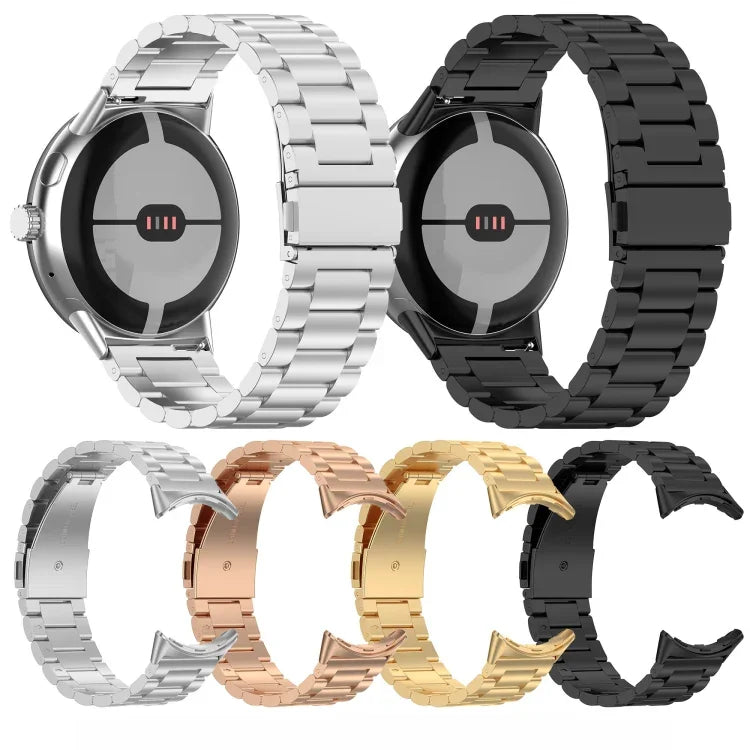 三珠不鏽鋼金屬錶帶，適用於 Google Pixel Watch 4 / Watch 3 45mm，適用於 Google Pixel Watch 4 / 3 / 2 / 1 41mm