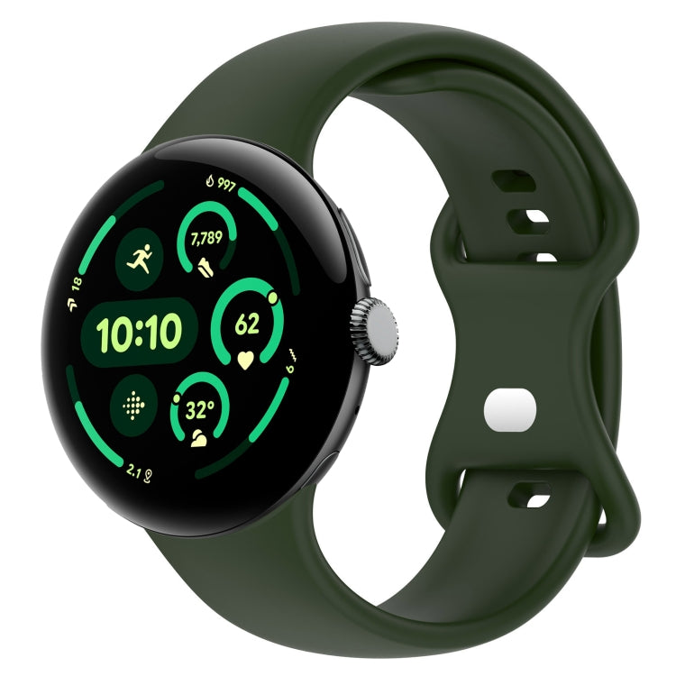純色蝴蝶扣矽膠錶帶，尺寸：L，適用於 Google Pixel Watch 4 / Watch 3 45mm，適用於 Google Pixel Watch 4 / 3 / 2 / 1 41mm