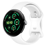 純色蝴蝶扣矽膠錶帶，尺寸：L，適用於 Google Pixel Watch 4 / Watch 3 45mm，適用於 Google Pixel Watch 4 / 3 / 2 / 1 41mm