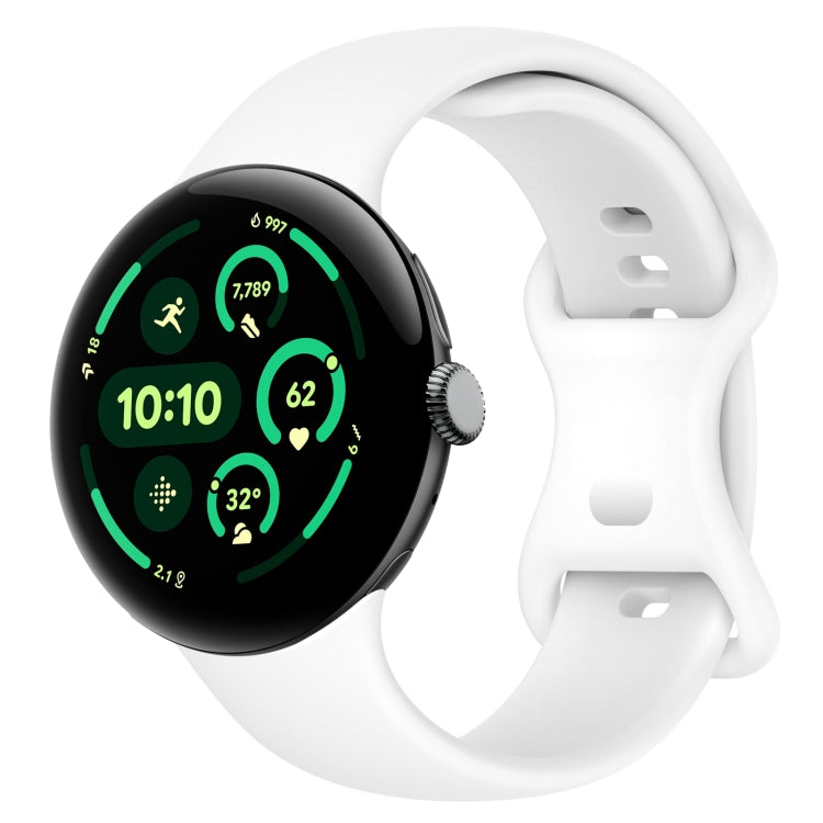 純色蝴蝶扣矽膠錶帶，尺寸：L，適用於 Google Pixel Watch 4 / Watch 3 45mm，適用於 Google Pixel Watch 4 / 3 / 2 / 1 41mm