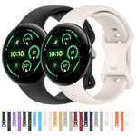 純色蝴蝶扣矽膠錶帶，尺寸：L，適用於 Google Pixel Watch 4 / Watch 3 45mm，適用於 Google Pixel Watch 4 / 3 / 2 / 1 41mm