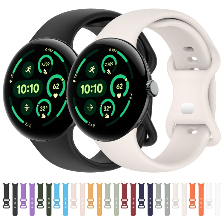 純色蝴蝶扣矽膠錶帶，尺寸：L，適用於 Google Pixel Watch 4 / Watch 3 45mm，適用於 Google Pixel Watch 4 / 3 / 2 / 1 41mm