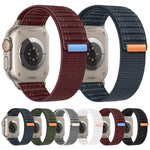 海浪尼龍魔鬼氈錶帶，適用於 Apple Watch SE 2023 44mm、Apple Watch SE 2023 40mm、Apple Watch Ultra 2 49mm、Apple Watch Series 9 45mm、Apple Watch Series 9 41mm、Apple Watch Ultra 49mm