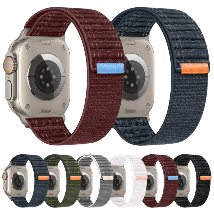 海浪尼龍魔鬼氈錶帶，適用於 Apple Watch SE 2023 44mm、Apple Watch SE 2023 40mm、Apple Watch Ultra 2 49mm、Apple Watch Series 9 45mm、Apple Watch Series 9 41mm、Apple Watch Ultra 49mm