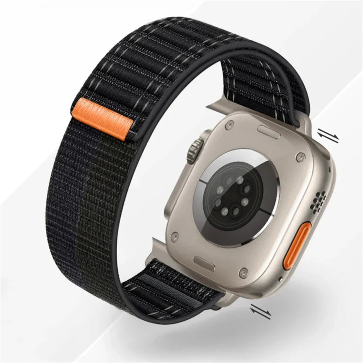 海浪尼龍魔鬼氈錶帶，適用於 Apple Watch SE 2023 44mm、Apple Watch SE 2023 40mm、Apple Watch Ultra 2 49mm、Apple Watch Series 9 45mm、Apple Watch Series 9 41mm、Apple Watch Ultra 49mm