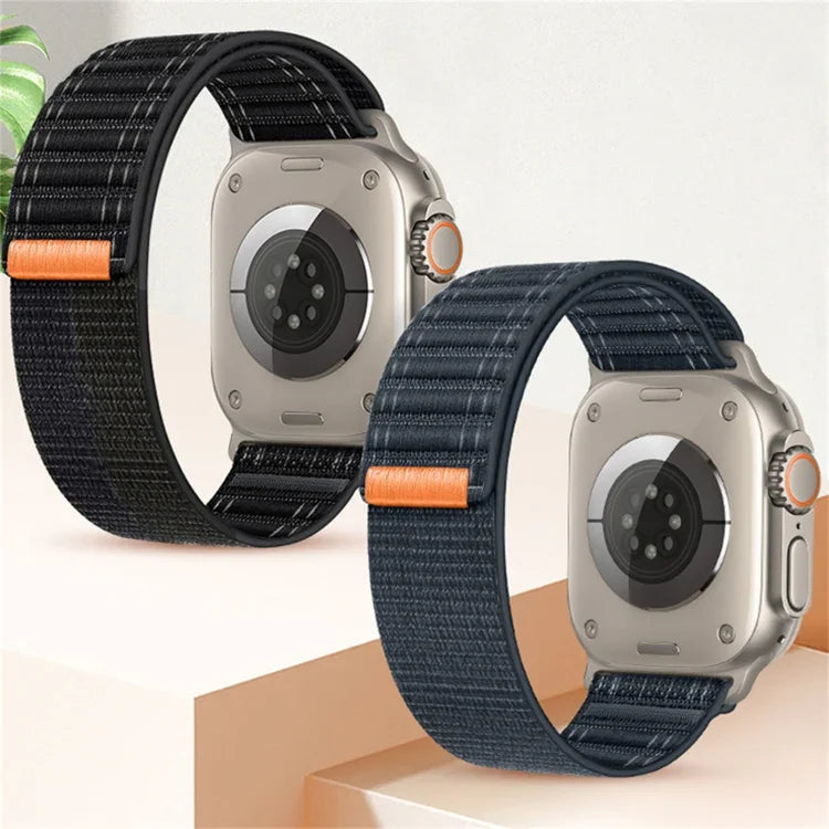 海浪尼龍魔鬼氈錶帶，適用於 Apple Watch SE 2023 44mm、Apple Watch SE 2023 40mm、Apple Watch Ultra 2 49mm、Apple Watch Series 9 45mm、Apple Watch Series 9 41mm、Apple Watch Ultra 49mm