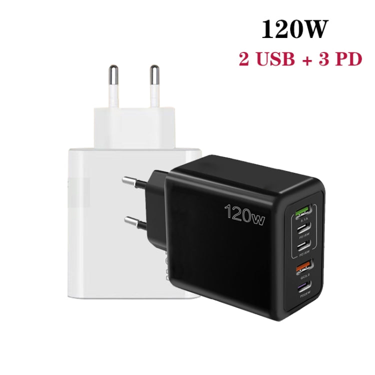 120W 3 PD Type-C 雙 USB 多埠手機充電器，歐規插頭，歐規插頭