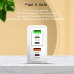120W 3 PD Type-C 雙 USB 多埠手機充電器，歐規插頭，歐規插頭
