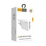 120W 3 PD Type-C 雙 USB 多埠手機充電器，歐規插頭，歐規插頭