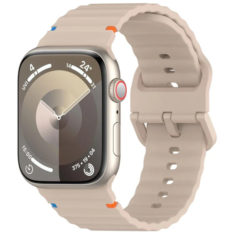 波浪紋縫線矽膠錶帶，適用於 Apple Watch Series 9 41mm，適用於 Apple Watch Ultra 49mm，適用於 Apple Watch Series 8 41mm，適用於 Apple Watch Series 8 45mm