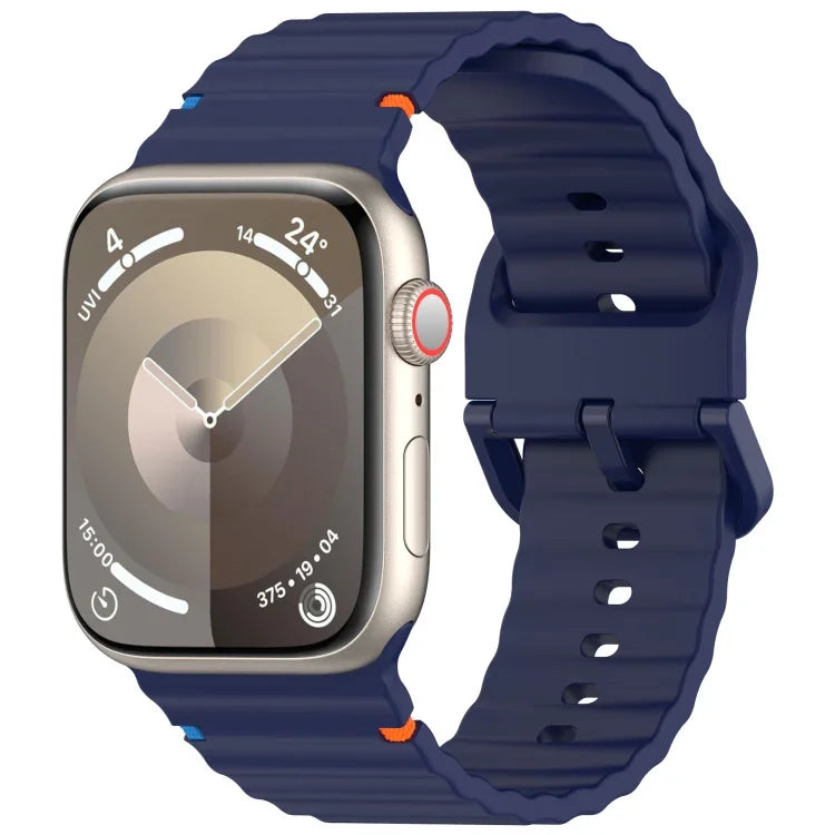 波浪紋縫線矽膠錶帶，適用於 Apple Watch Series 9 41mm，適用於 Apple Watch Ultra 49mm，適用於 Apple Watch Series 8 41mm，適用於 Apple Watch Series 8 45mm