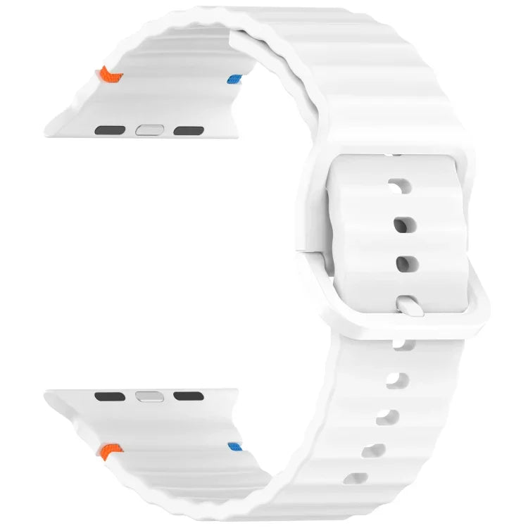 波浪紋縫線矽膠錶帶，適用於 Apple Watch SE 2022 40mm，適用於 Apple Watch SE 2022 44mm，適用於 Apple Watch Series 7 41mm，適用於 Apple Watch Series 7 45mm