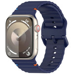 波浪紋縫線矽膠錶帶，適用於 Apple Watch SE 2022 40mm，適用於 Apple Watch SE 2022 44mm，適用於 Apple Watch Series 7 41mm，適用於 Apple Watch Series 7 45mm