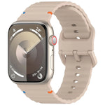 波浪紋縫線矽膠錶帶，適用於 Apple Watch SE 2022 40mm，適用於 Apple Watch SE 2022 44mm，適用於 Apple Watch Series 7 41mm，適用於 Apple Watch Series 7 45mm