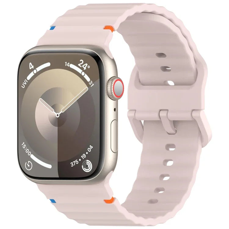 波浪紋縫線矽膠錶帶，適用於 Apple Watch SE 2022 40mm，適用於 Apple Watch SE 2022 44mm，適用於 Apple Watch Series 7 41mm，適用於 Apple Watch Series 7 45mm
