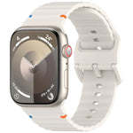 波浪紋縫線矽膠錶帶，適用於 Apple Watch SE 2022 40mm，適用於 Apple Watch SE 2022 44mm，適用於 Apple Watch Series 7 41mm，適用於 Apple Watch Series 7 45mm