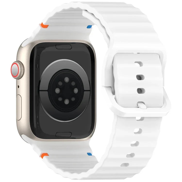 波浪紋縫線矽膠錶帶，適用於 Apple Watch Series 6 40mm，適用於 Apple Watch Series 6 44mm，適用於 Apple Watch Series 5 44mm，適用於 Apple Watch Series 5 40mm