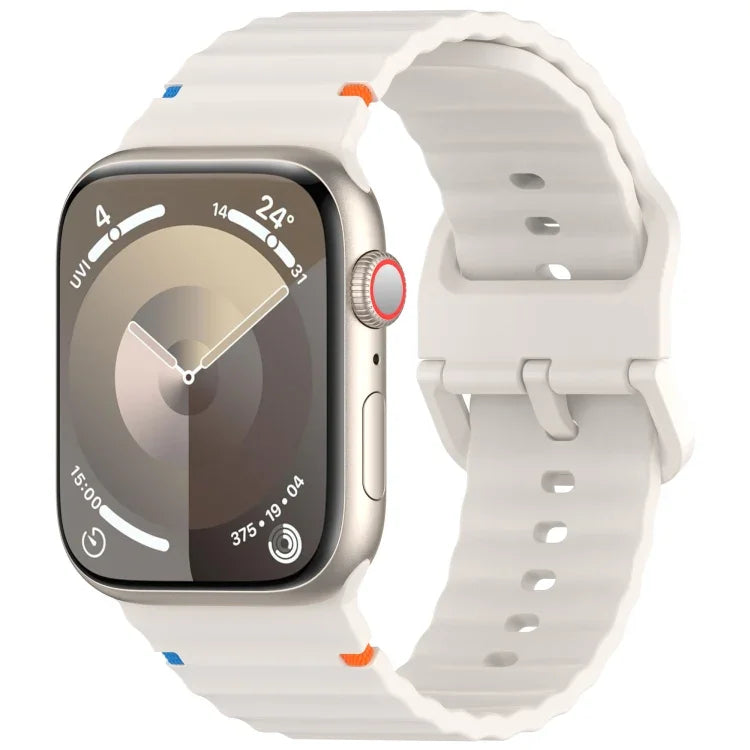 波浪紋縫線矽膠錶帶，適用於 Apple Watch Series 6 40mm，適用於 Apple Watch Series 6 44mm，適用於 Apple Watch Series 5 44mm，適用於 Apple Watch Series 5 40mm