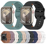 波浪紋縫線矽膠錶帶，適用於 Apple Watch SE 2022 40mm，適用於 Apple Watch SE 2022 44mm，適用於 Apple Watch Series 7 41mm，適用於 Apple Watch Series 7 45mm