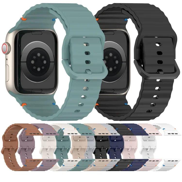 波浪紋縫線矽膠錶帶，適用於 Apple Watch SE 2022 40mm，適用於 Apple Watch SE 2022 44mm，適用於 Apple Watch Series 7 41mm，適用於 Apple Watch Series 7 45mm