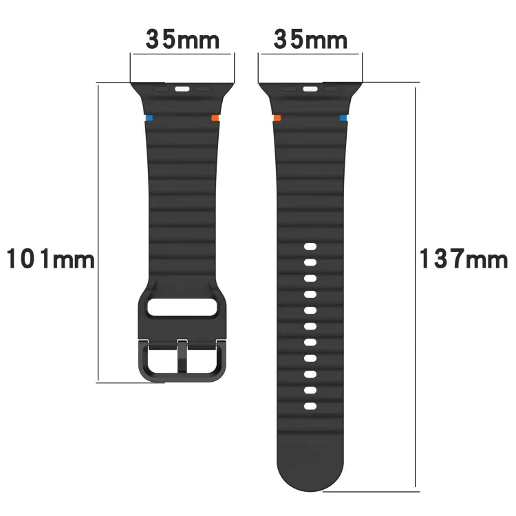 波浪紋縫線矽膠錶帶，適用於 Apple Watch SE 2022 40mm，適用於 Apple Watch SE 2022 44mm，適用於 Apple Watch Series 7 41mm，適用於 Apple Watch Series 7 45mm