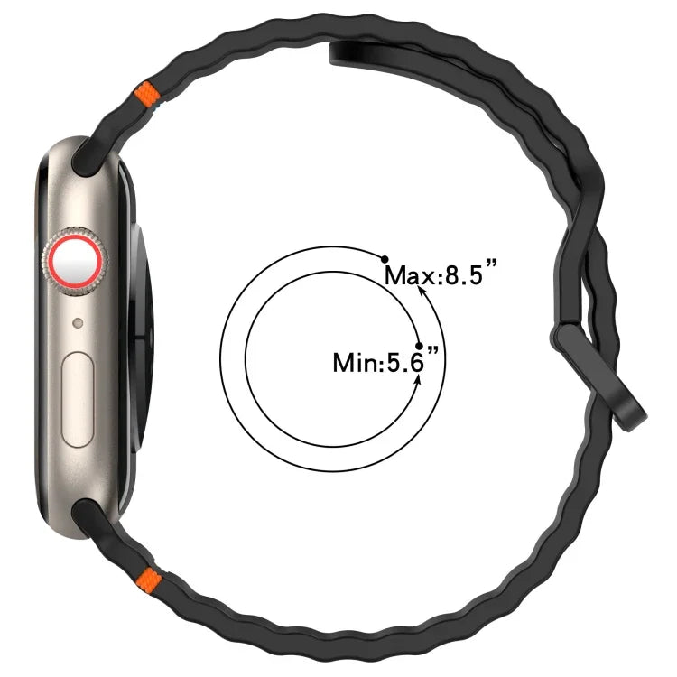 波浪紋縫線矽膠錶帶，適用於 Apple Watch Series 9 41mm，適用於 Apple Watch Ultra 49mm，適用於 Apple Watch Series 8 41mm，適用於 Apple Watch Series 8 45mm