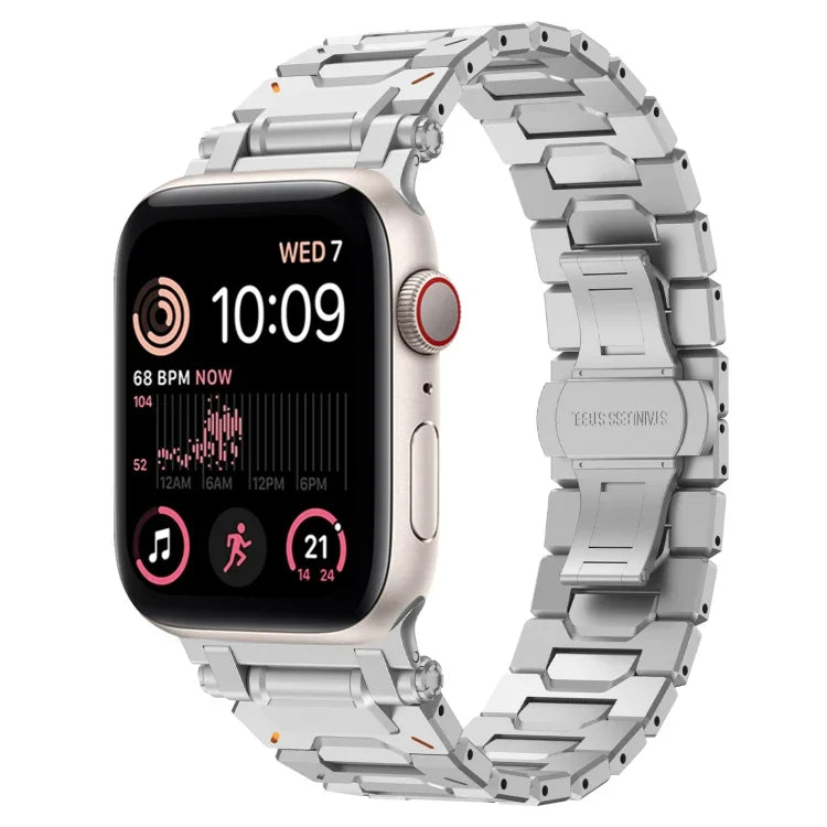 Pathfinder Stainless Steel Metal Watch Band, For Apple Watch Series 10 46mm, For Apple Watch SE 2023 44mm, For Apple Watch Ultra 2 49mm, For Apple Watch Series 9 45mm, For Apple Watch Ultra 49mm, For Apple Watch Series 8 45mm, For Apple Watch SE 2022 4...