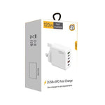 120W PD3.0 三個 Type-C 兩個 USB 多埠快速充電器，附 Type-C 對 Type-C 充電線，英規插頭，英規插頭 + C 對 C 充電線