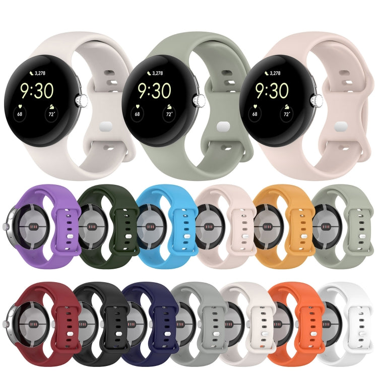 純色蝴蝶扣矽膠錶帶，尺寸：S，適用於 Google Pixel Watch 4 / Watch 3 45mm
