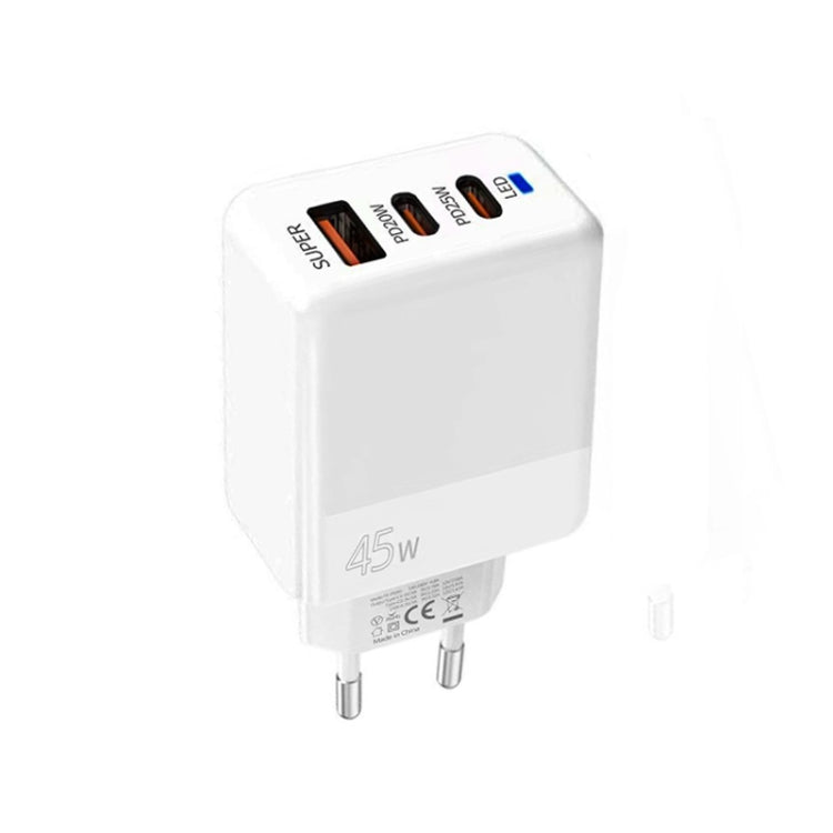 45W PD3.0 / PPS Type-C + QC3.0 USB 完全相容協議充電器，歐規插頭，PD3.0 / PPS Type-C + QC3.0 USB(歐規插頭)
