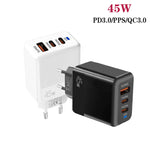 45W PD3.0 / PPS Type-C + QC3.0 USB 完全相容協議充電器，歐規插頭，PD3.0 / PPS Type-C + QC3.0 USB(歐規插頭)